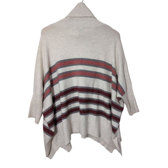 LOFT Poncho Sweater Women M Cream Oversized Casual Cozy Turtleneck Dolman Sleeve - Picture 7 of 11